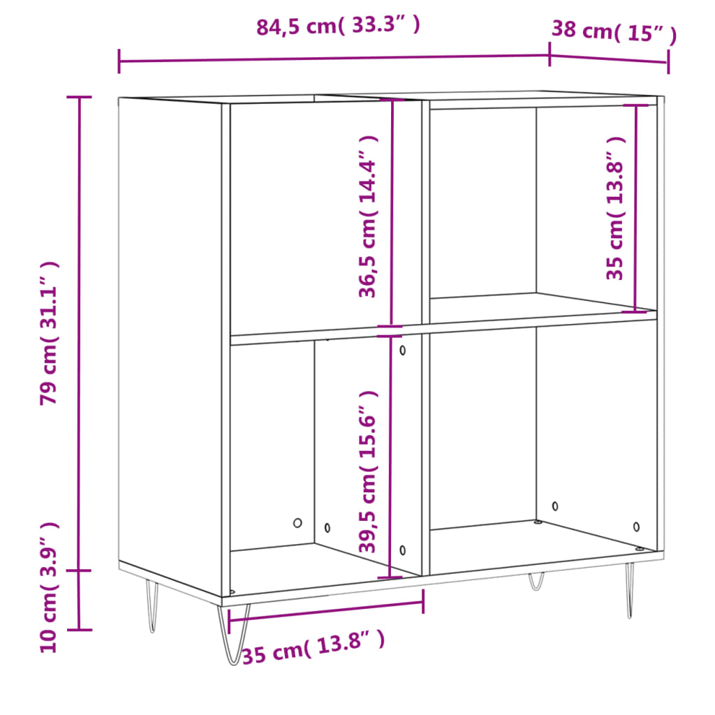 Platenkast 84,5x38x89 cm bewerkt hout bruin eikenkleur Cd- & dvd-kasten | Creëer jouw Trendy Thuis | Gratis bezorgd & Retour | Trendy.nl