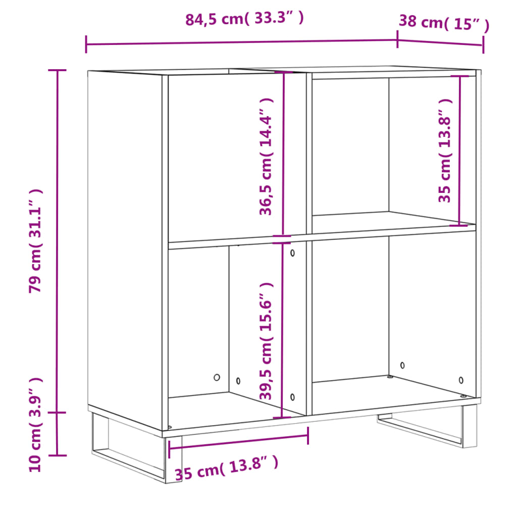 Platenkast 84,5x38x89 cm bewerkt hout wit Cd- & dvd-kasten | Creëer jouw Trendy Thuis | Gratis bezorgd & Retour | Trendy.nl