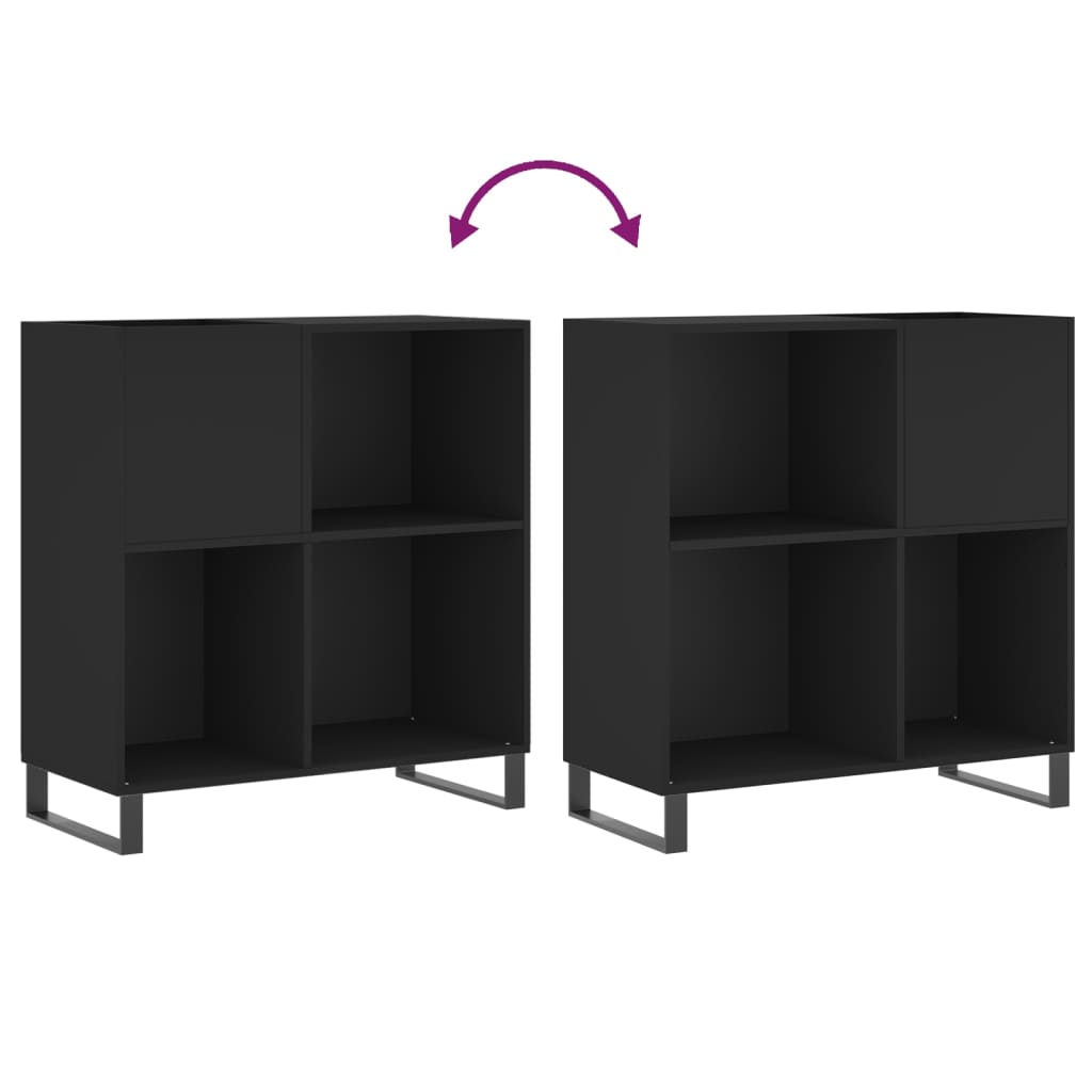 Platenkast 84,5x38x89 cm bewerkt hout zwart Cd- & dvd-kasten | Creëer jouw Trendy Thuis | Gratis bezorgd & Retour | Trendy.nl