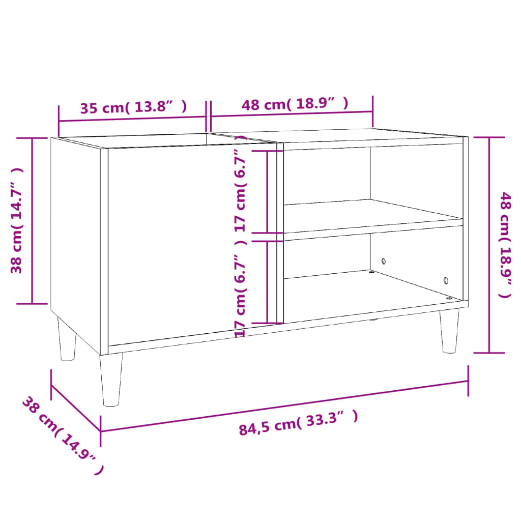 Platenkast 84,5x38x48 cm bewerkt hout sonoma eikenkleurig Cd- & dvd-kasten | Creëer jouw Trendy Thuis | Gratis bezorgd & Retour | Trendy.nl