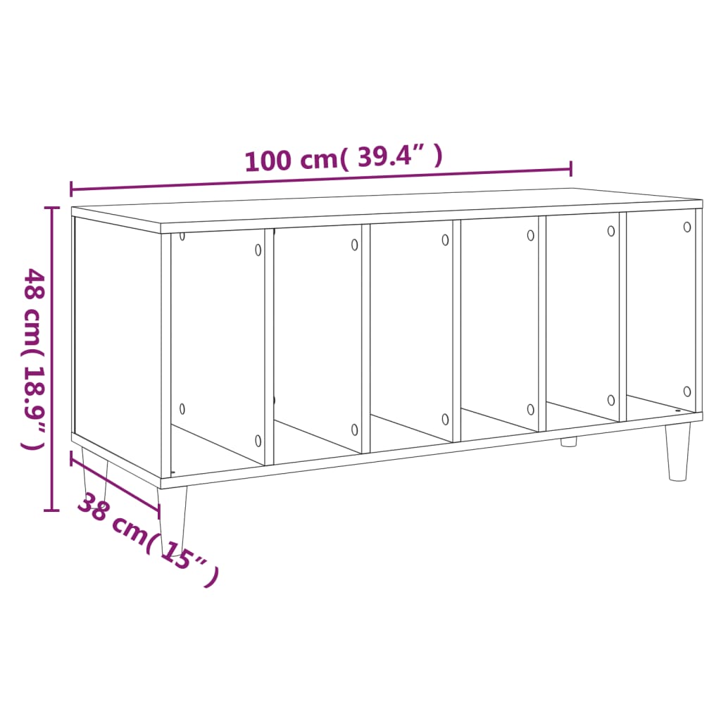 Platenkast 100x38x48 cm bewerkt hout gerookt eikenkleurig Cd- & dvd-kasten | Creëer jouw Trendy Thuis | Gratis bezorgd & Retour | Trendy.nl