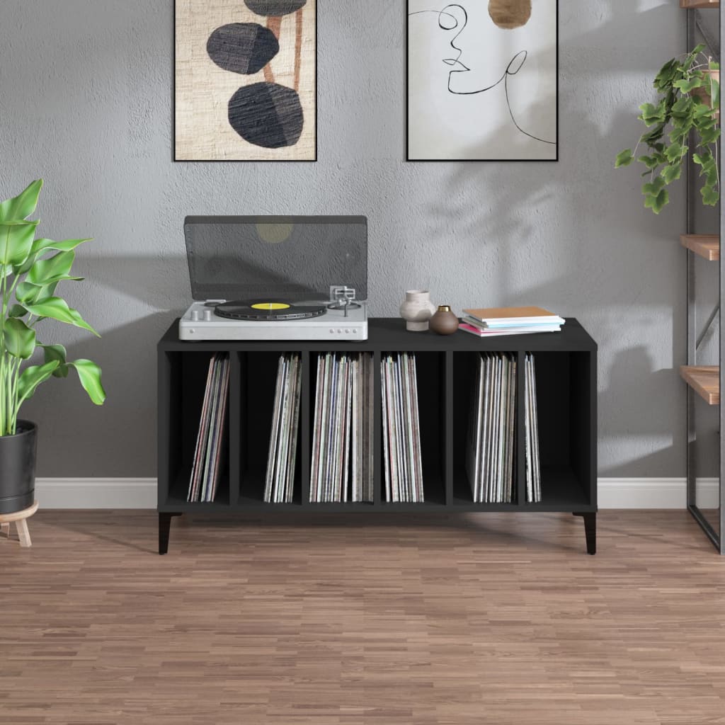 Platenkast 100x38x48 cm bewerkt hout zwart Cd- & dvd-kasten | Creëer jouw Trendy Thuis | Gratis bezorgd & Retour | Trendy.nl