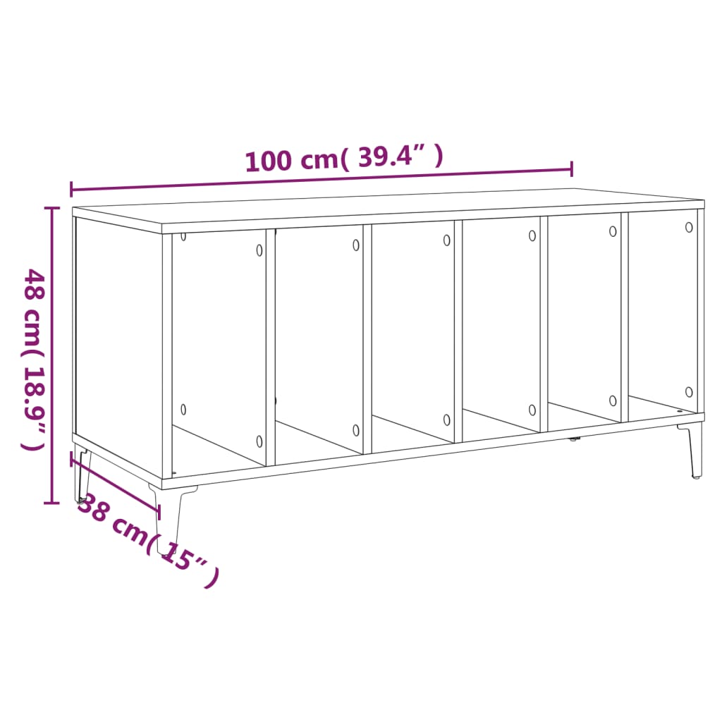 Platenkast 100x38x48 cm bewerkt hout zwart Cd- & dvd-kasten | Creëer jouw Trendy Thuis | Gratis bezorgd & Retour | Trendy.nl