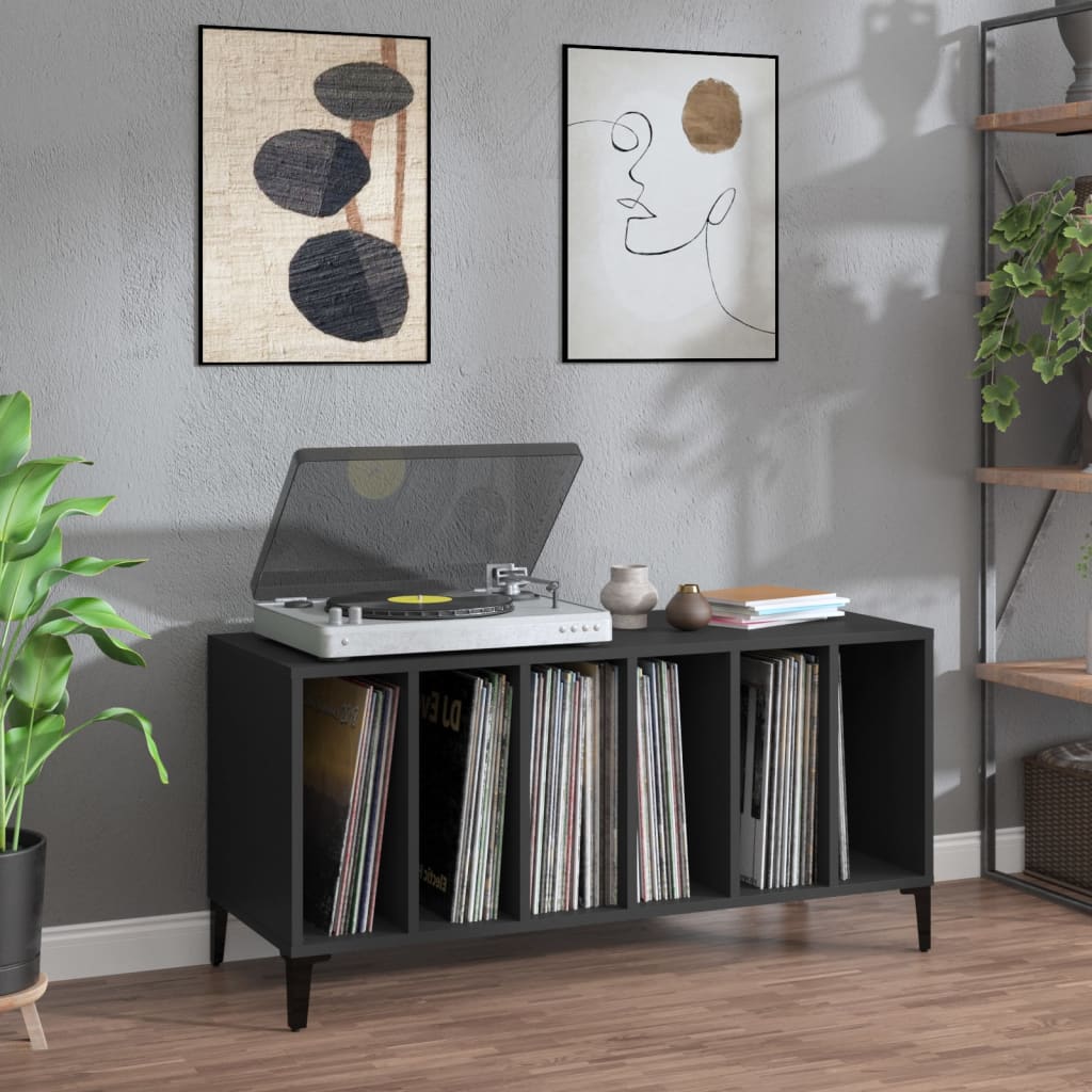 Platenkast 100x38x48 cm bewerkt hout zwart Cd- & dvd-kasten | Creëer jouw Trendy Thuis | Gratis bezorgd & Retour | Trendy.nl