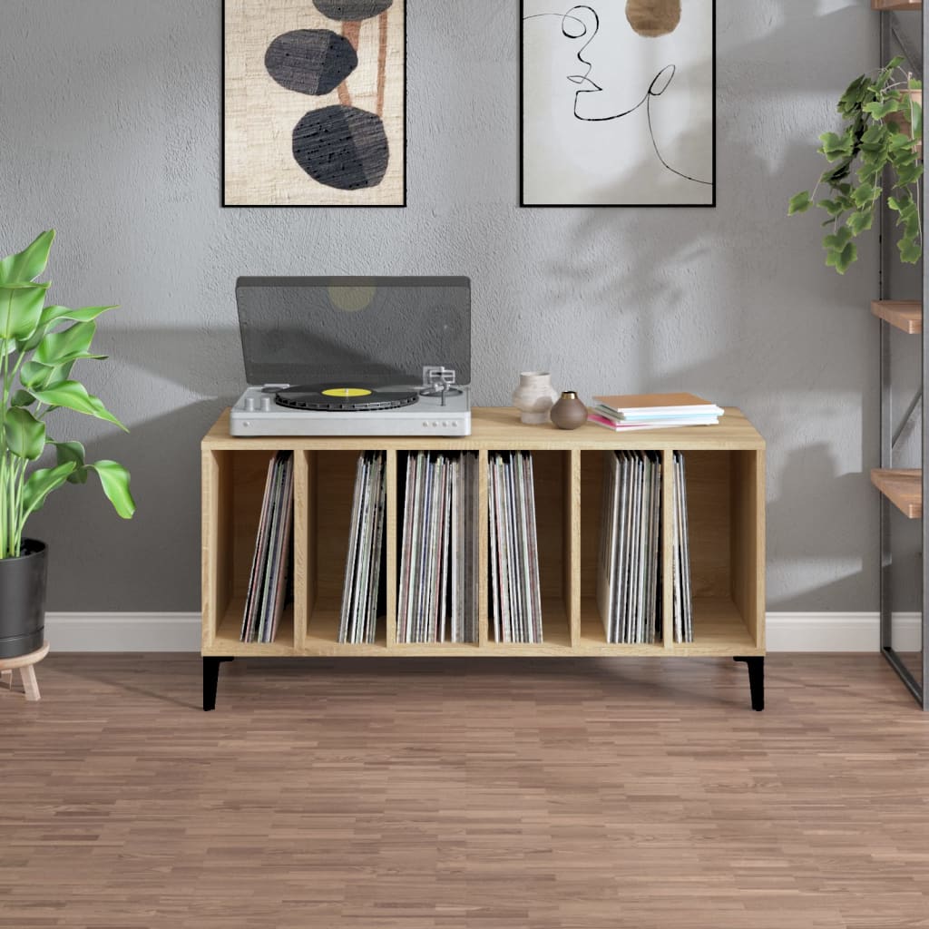 Platenkast 100x38x48 cm bewerkt hout sonoma eikenkleurig Cd- & dvd-kasten | Creëer jouw Trendy Thuis | Gratis bezorgd & Retour | Trendy.nl