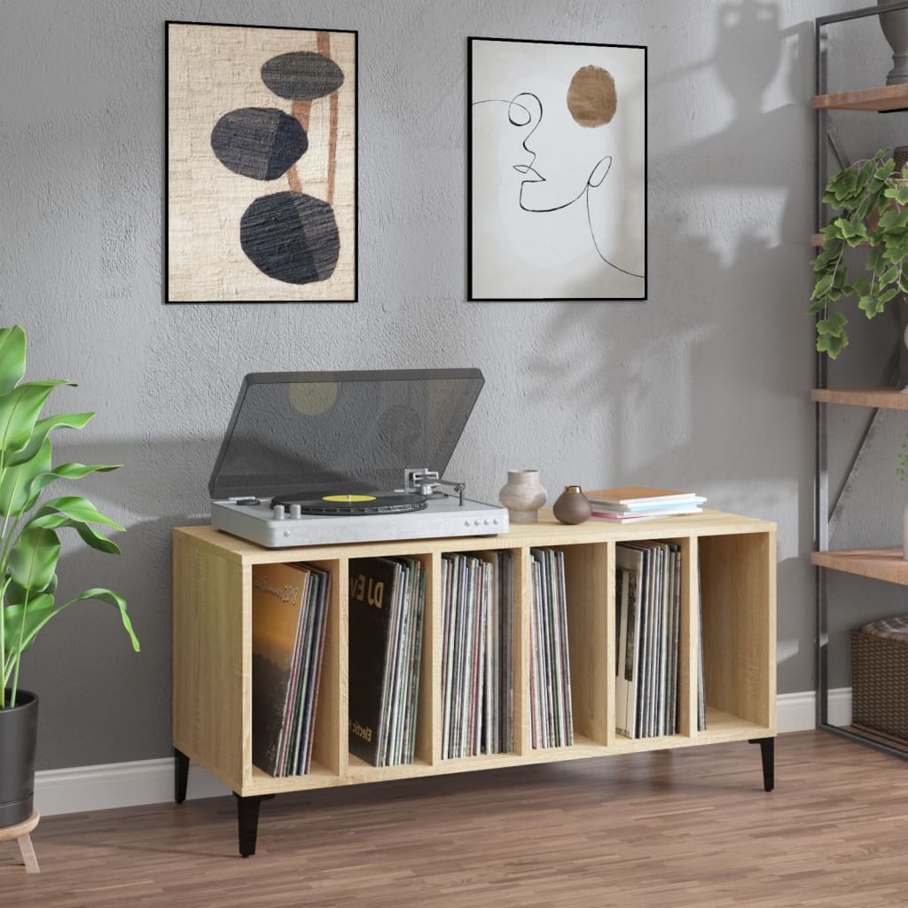 Platenkast 100x38x48 cm bewerkt hout sonoma eikenkleurig Cd- & dvd-kasten | Creëer jouw Trendy Thuis | Gratis bezorgd & Retour | Trendy.nl