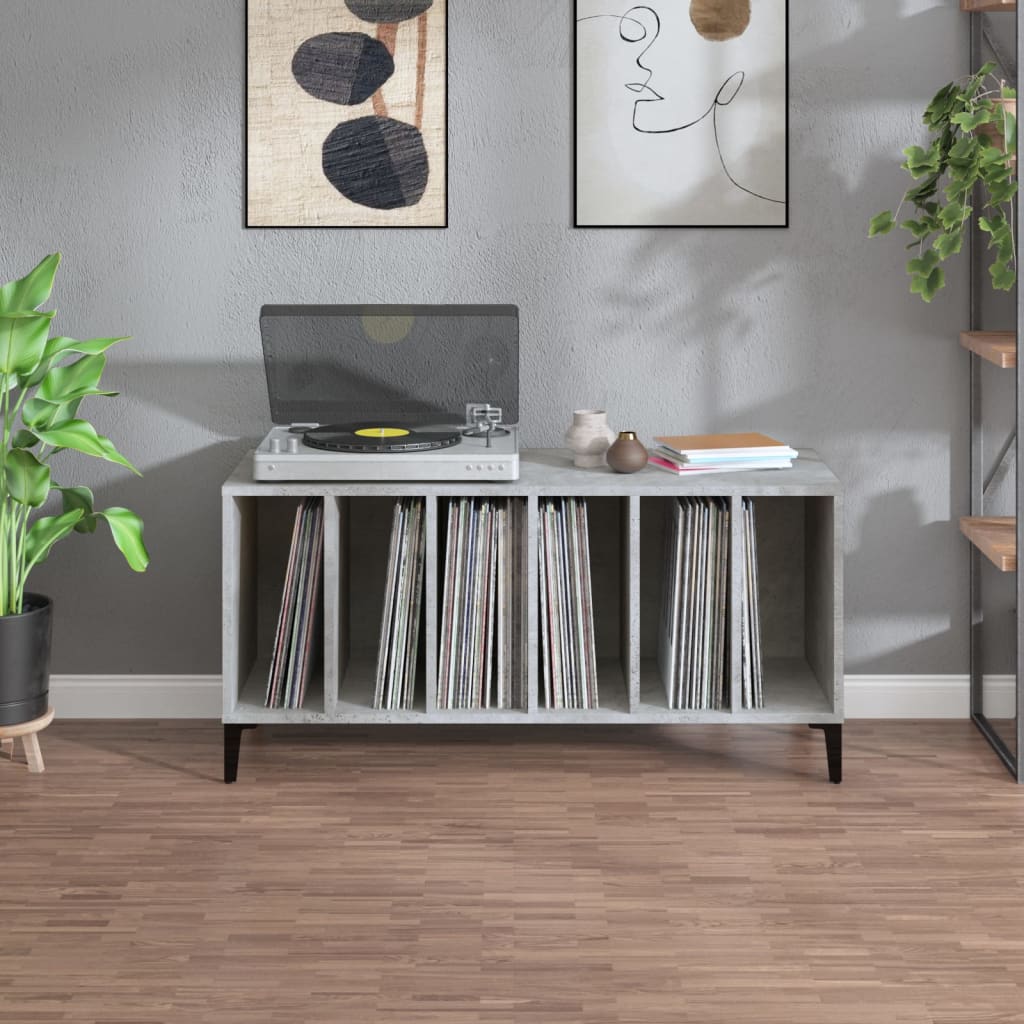 Platenkast 100x38x48 cm bewerkt hout betongrijs Cd- & dvd-kasten | Creëer jouw Trendy Thuis | Gratis bezorgd & Retour | Trendy.nl