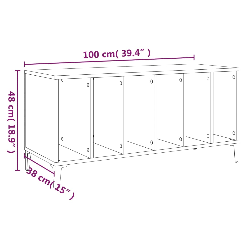 Platenkast 100x38x48 cm bewerkt hout betongrijs Cd- & dvd-kasten | Creëer jouw Trendy Thuis | Gratis bezorgd & Retour | Trendy.nl