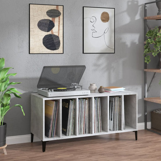 Platenkast 100x38x48 cm bewerkt hout betongrijs Cd- & dvd-kasten | Creëer jouw Trendy Thuis | Gratis bezorgd & Retour | Trendy.nl