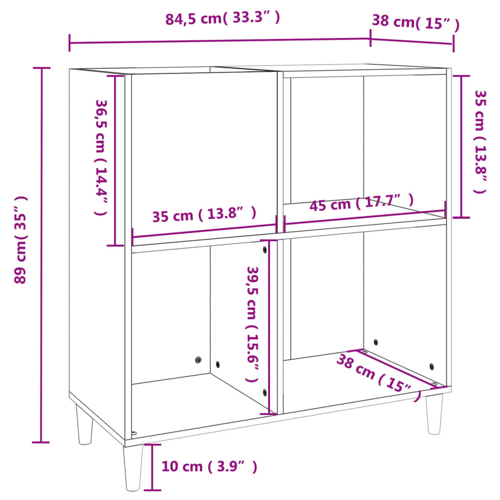 Platenkast 84,5x38x89 cm bewerkt hout wit Cd- & dvd-kasten | Creëer jouw Trendy Thuis | Gratis bezorgd & Retour | Trendy.nl