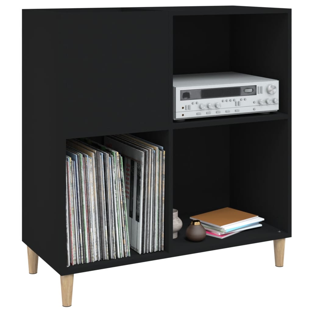 Platenkast 84,5x38x89 cm bewerkt hout zwart Cd- & dvd-kasten | Creëer jouw Trendy Thuis | Gratis bezorgd & Retour | Trendy.nl