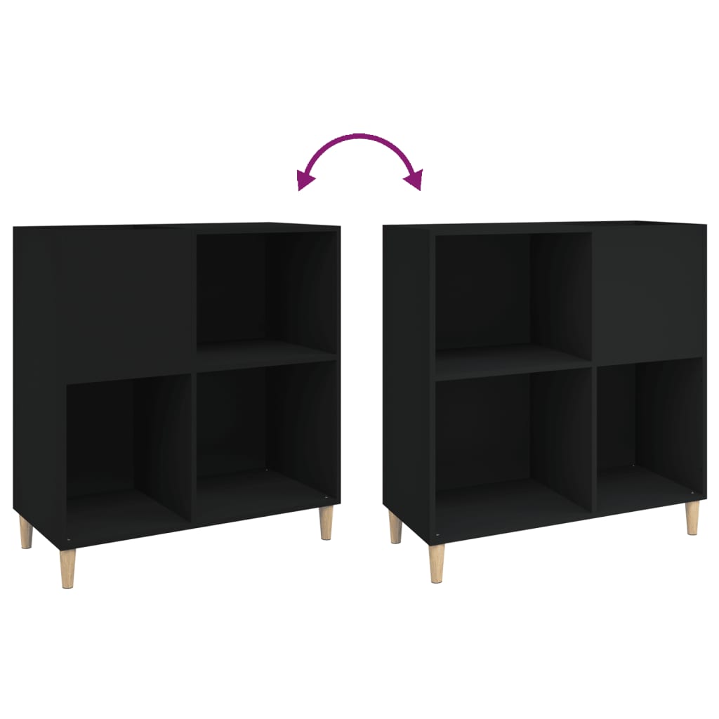 Platenkast 84,5x38x89 cm bewerkt hout zwart Cd- & dvd-kasten | Creëer jouw Trendy Thuis | Gratis bezorgd & Retour | Trendy.nl