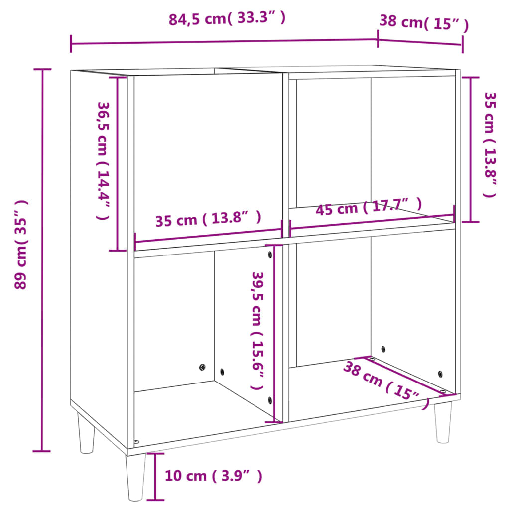 Platenkast 84,5x38x89 cm bewerkt hout zwart Cd- & dvd-kasten | Creëer jouw Trendy Thuis | Gratis bezorgd & Retour | Trendy.nl