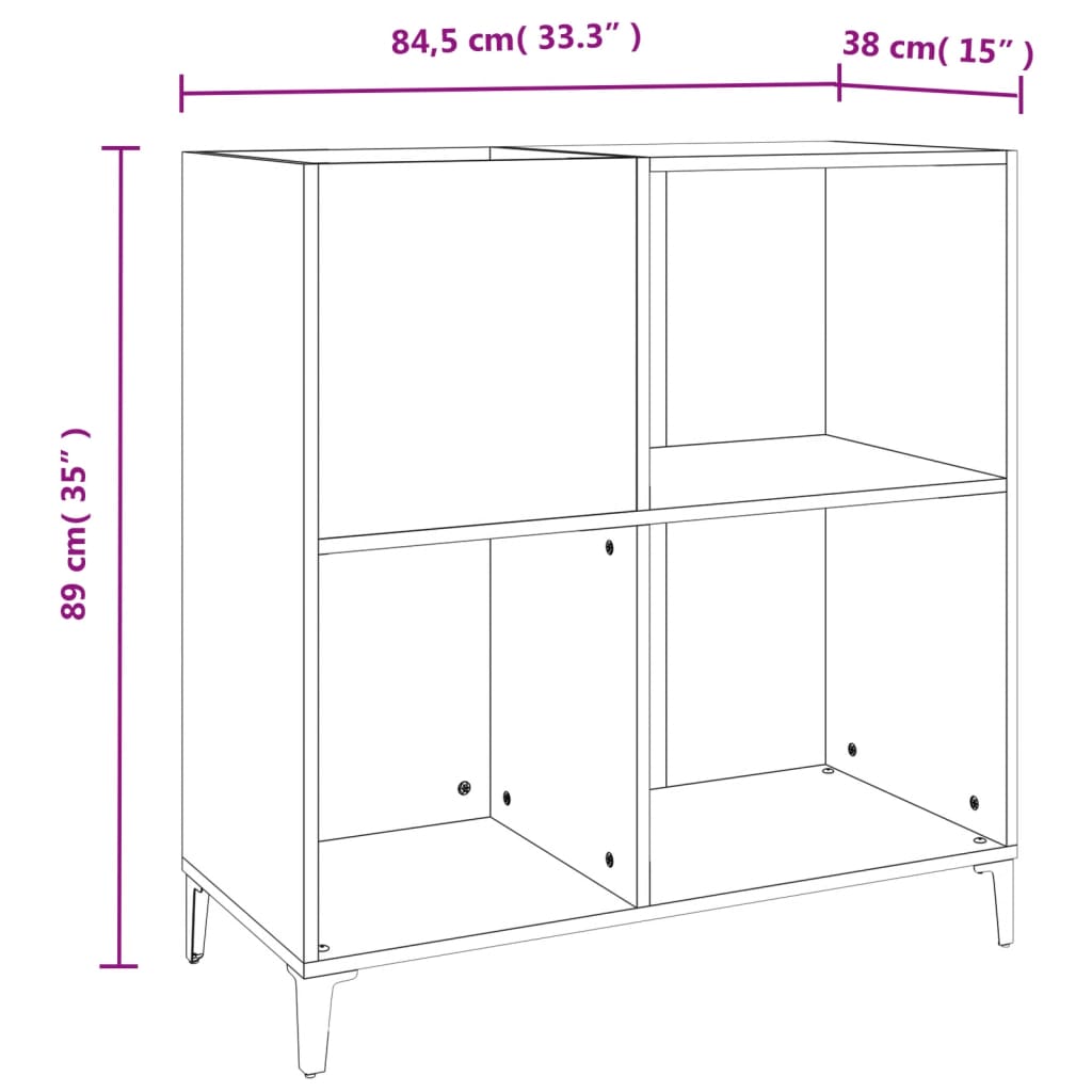 Platenkast 84,5x38x89 cm bewerkt hout zwart Cd- & dvd-kasten | Creëer jouw Trendy Thuis | Gratis bezorgd & Retour | Trendy.nl