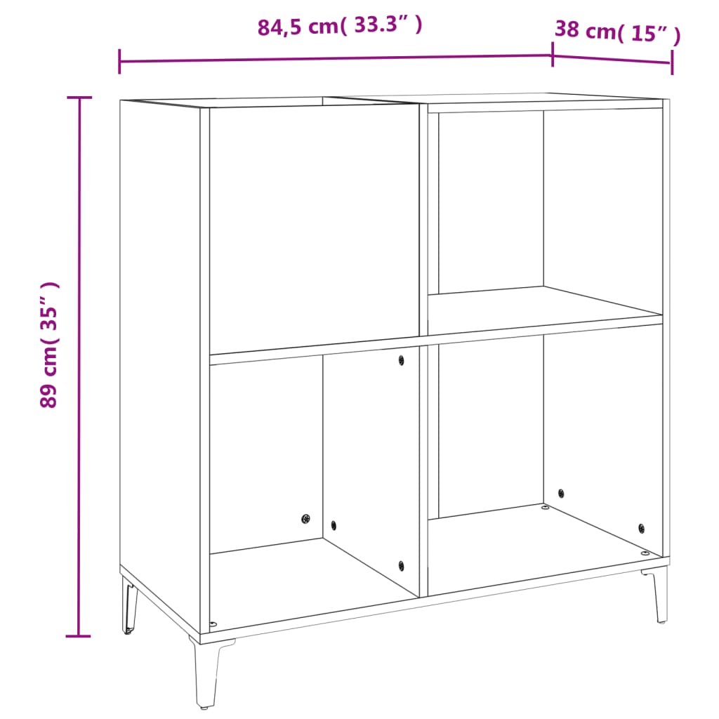 Platenkast 84,5x38x89 cm bewerkt hout sonoma eikenkleurig Cd- & dvd-kasten | Creëer jouw Trendy Thuis | Gratis bezorgd & Retour | Trendy.nl