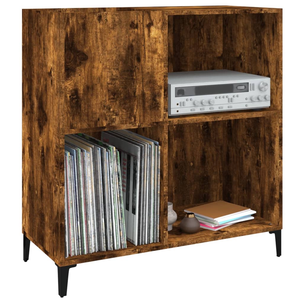 Platenkast 84,5x38x89 cm bewerkt hout gerookt eikenkleurig Cd- & dvd-kasten | Creëer jouw Trendy Thuis | Gratis bezorgd & Retour | Trendy.nl