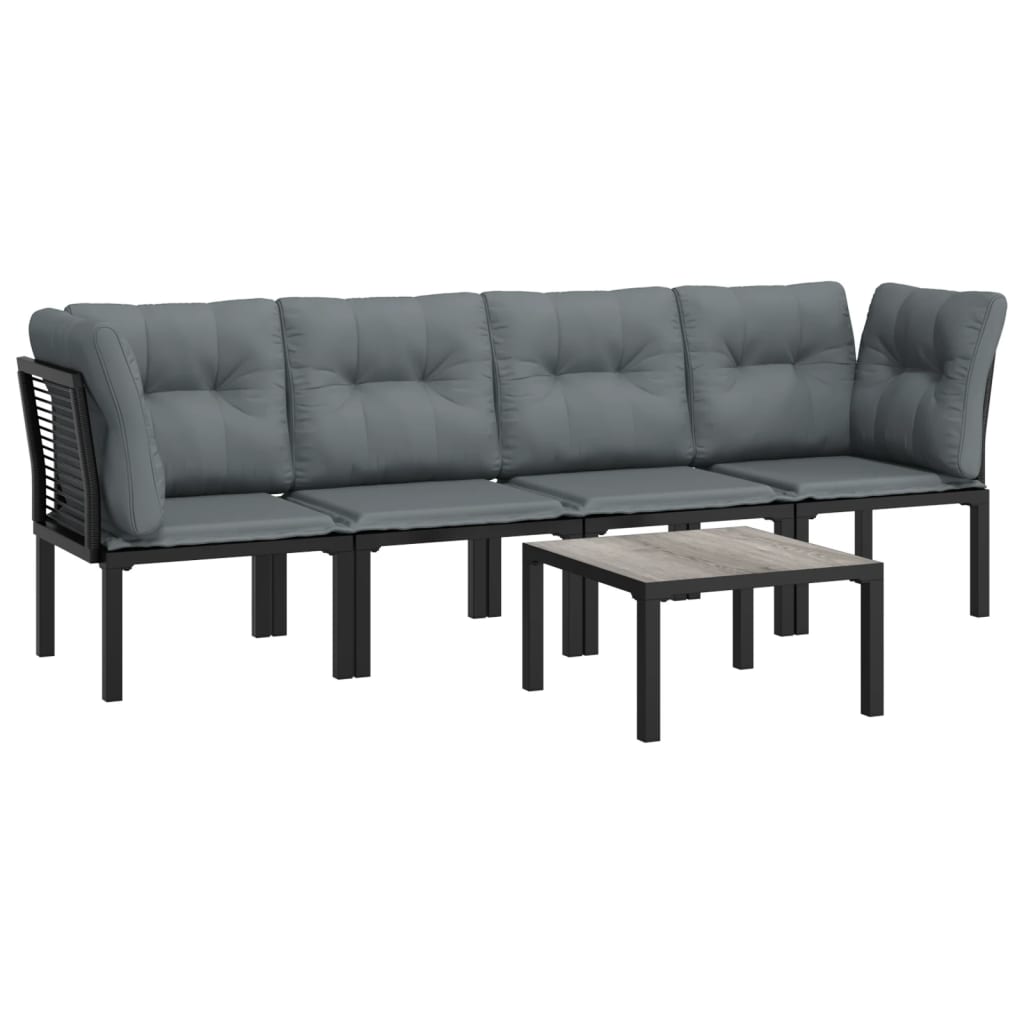 5-delige Loungeset poly rattan zwart en grijs Tuinsets | Creëer jouw Trendy Thuis | Gratis bezorgd & Retour | Trendy.nl