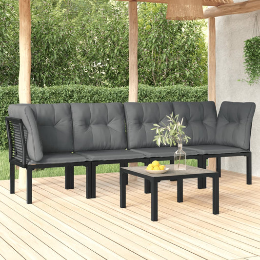 5-delige Loungeset poly rattan zwart en grijs Tuinsets | Creëer jouw Trendy Thuis | Gratis bezorgd & Retour | Trendy.nl