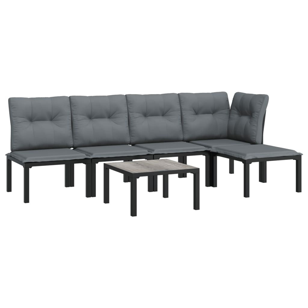 6-delige Loungeset poly rattan zwart en grijs Tuinsets | Creëer jouw Trendy Thuis | Gratis bezorgd & Retour | Trendy.nl