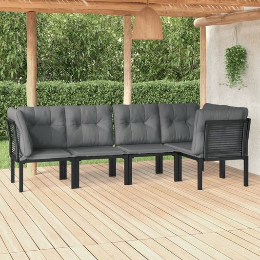 5-delige Loungeset poly rattan zwart en grijs Tuinsets | Creëer jouw Trendy Thuis | Gratis bezorgd & Retour | Trendy.nl