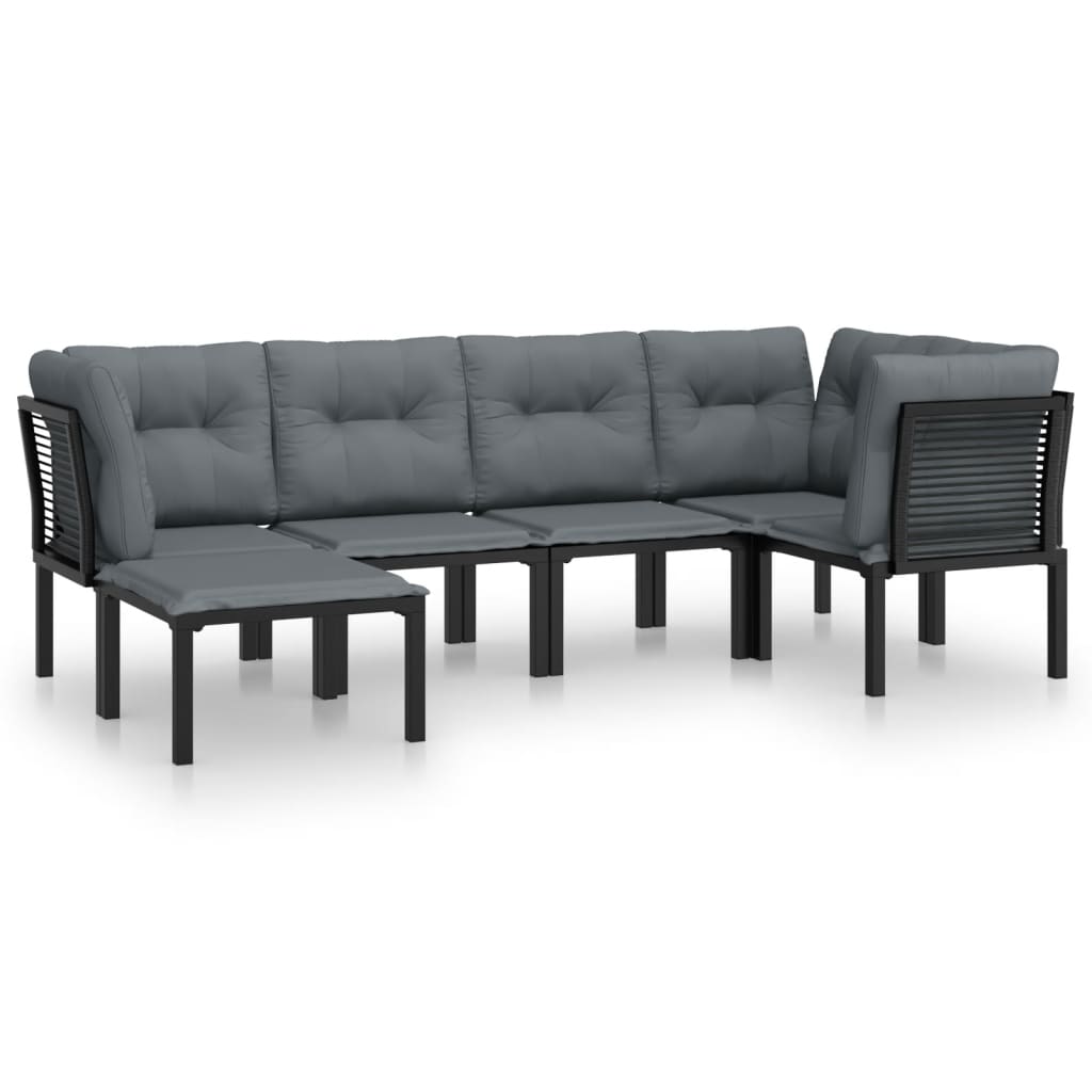 6-delige Loungeset poly rattan zwart en grijs Tuinsets | Creëer jouw Trendy Thuis | Gratis bezorgd & Retour | Trendy.nl