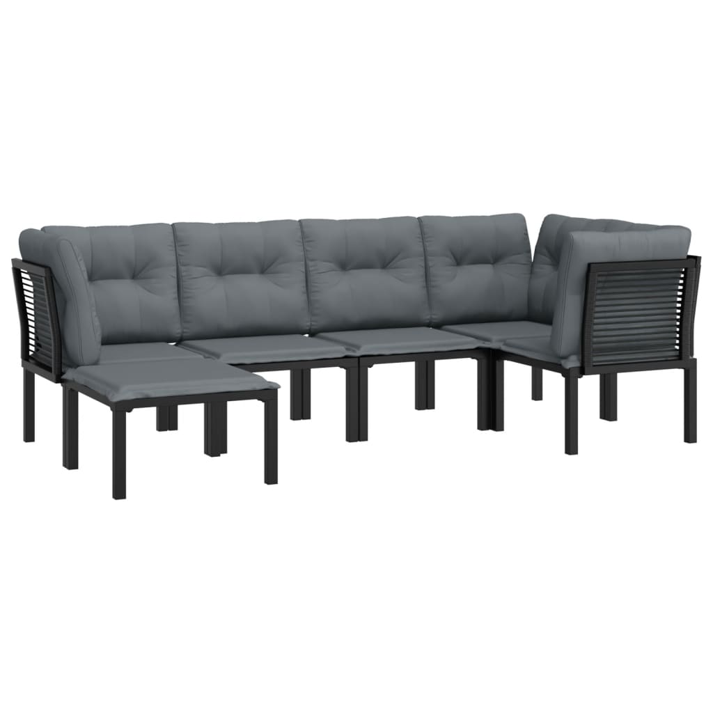 6-delige Loungeset poly rattan zwart en grijs Tuinsets | Creëer jouw Trendy Thuis | Gratis bezorgd & Retour | Trendy.nl