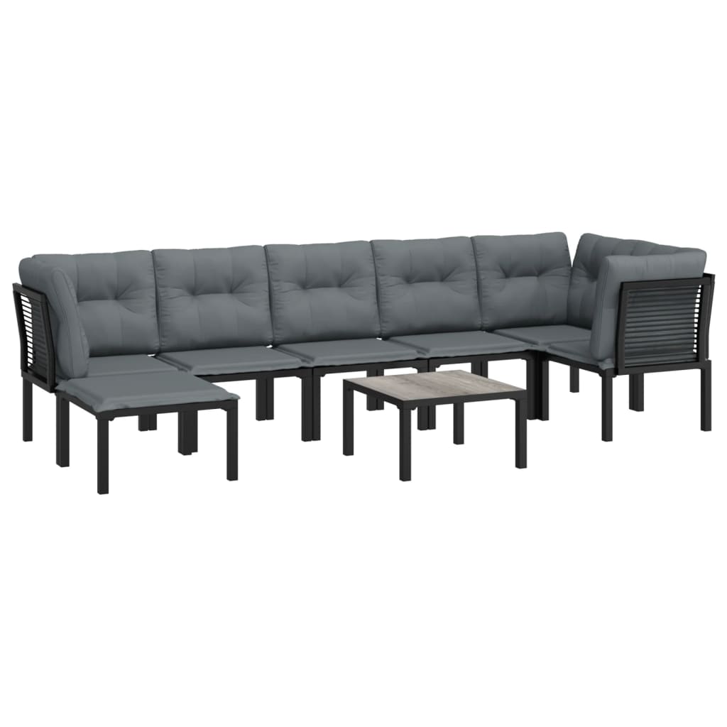 8-delige Loungeset poly rattan zwart en grijs Tuinsets | Creëer jouw Trendy Thuis | Gratis bezorgd & Retour | Trendy.nl