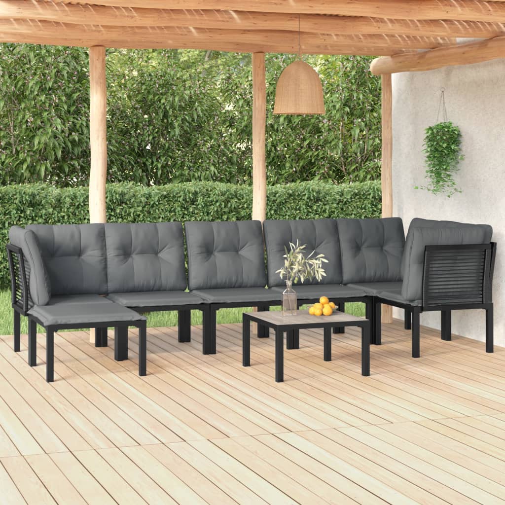 8-delige Loungeset poly rattan zwart en grijs Tuinsets | Creëer jouw Trendy Thuis | Gratis bezorgd & Retour | Trendy.nl