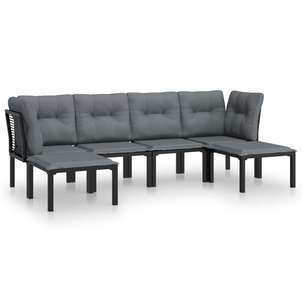 6-delige Loungeset poly rattan zwart en grijs Tuinsets | Creëer jouw Trendy Thuis | Gratis bezorgd & Retour | Trendy.nl