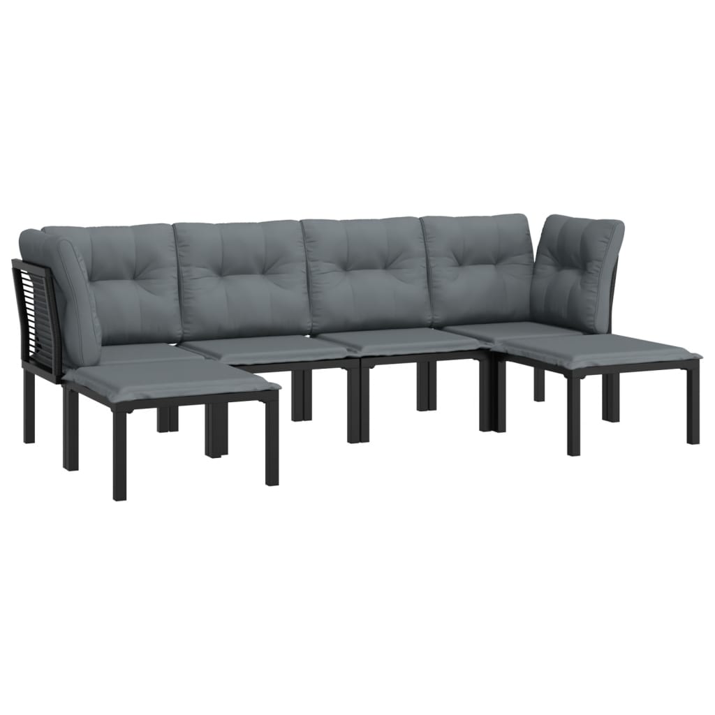 6-delige Loungeset poly rattan zwart en grijs Tuinsets | Creëer jouw Trendy Thuis | Gratis bezorgd & Retour | Trendy.nl