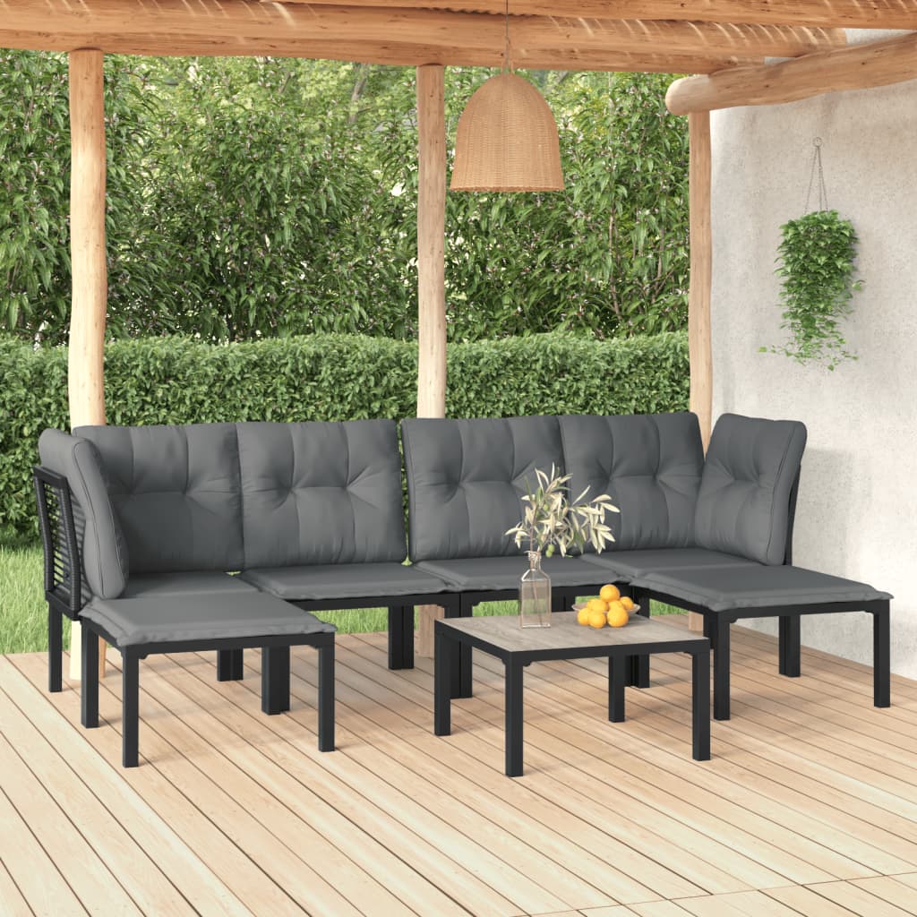 7-delige Loungeset poly rattan zwart en grijs Tuinsets | Creëer jouw Trendy Thuis | Gratis bezorgd & Retour | Trendy.nl