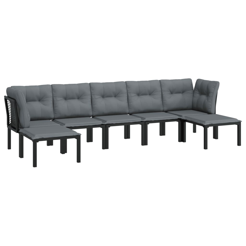 7-delige Loungeset poly rattan zwart en grijs Tuinsets | Creëer jouw Trendy Thuis | Gratis bezorgd & Retour | Trendy.nl