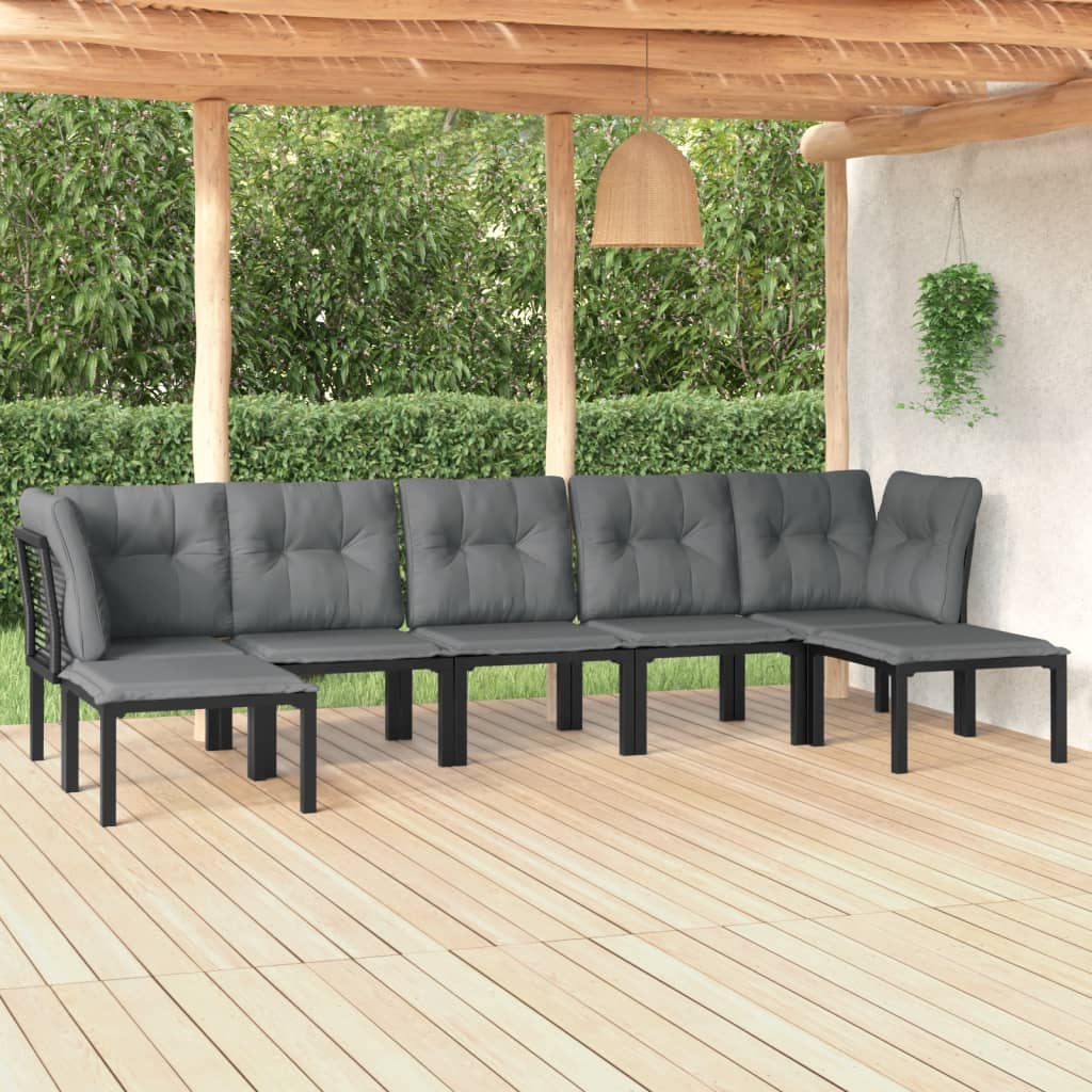 7-delige Loungeset poly rattan zwart en grijs Tuinsets | Creëer jouw Trendy Thuis | Gratis bezorgd & Retour | Trendy.nl