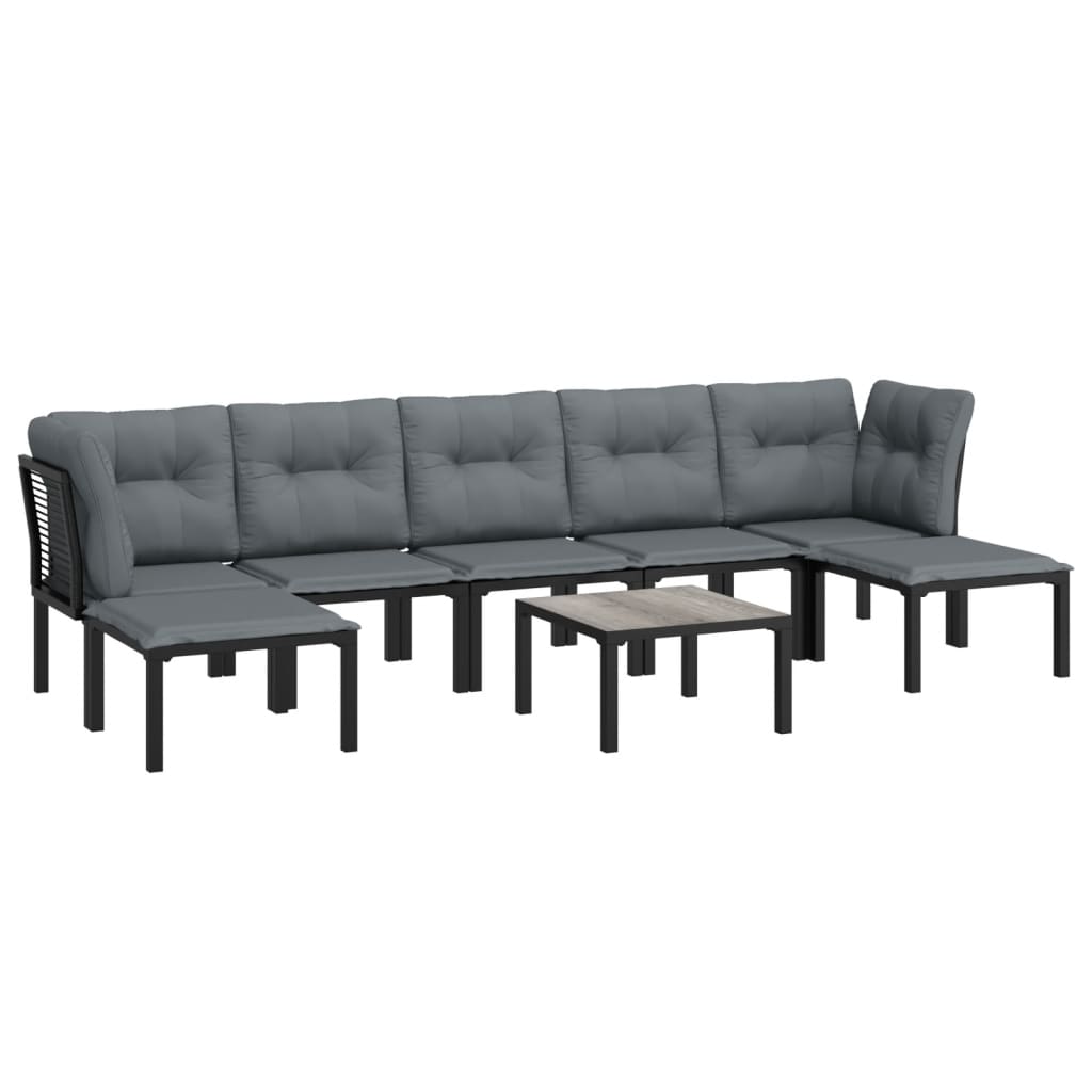 8-delige Loungeset poly rattan zwart en grijs Tuinsets | Creëer jouw Trendy Thuis | Gratis bezorgd & Retour | Trendy.nl