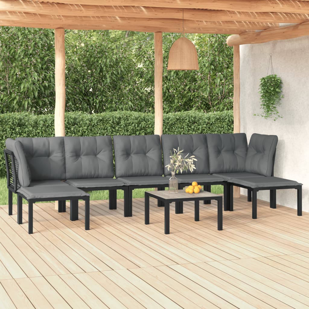 8-delige Loungeset poly rattan zwart en grijs Tuinsets | Creëer jouw Trendy Thuis | Gratis bezorgd & Retour | Trendy.nl