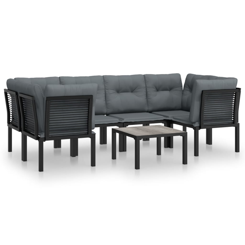 7-delige Loungeset poly rattan zwart en grijs Tuinsets | Creëer jouw Trendy Thuis | Gratis bezorgd & Retour | Trendy.nl