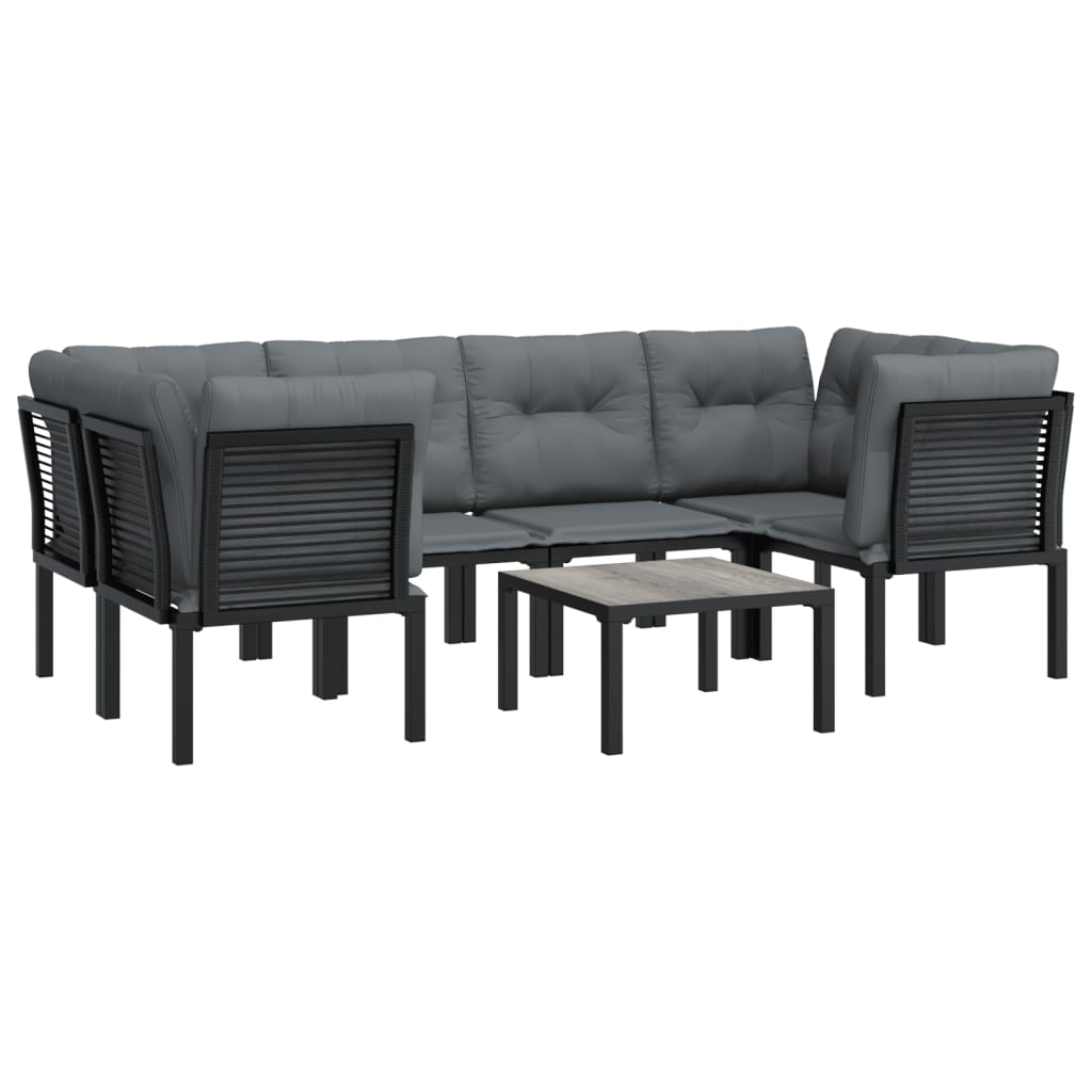 7-delige Loungeset poly rattan zwart en grijs Tuinsets | Creëer jouw Trendy Thuis | Gratis bezorgd & Retour | Trendy.nl