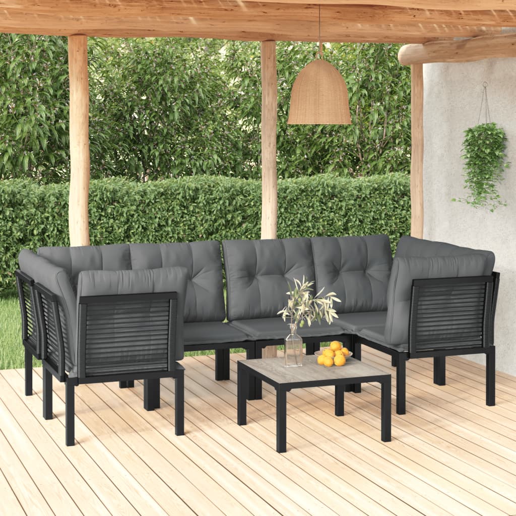 7-delige Loungeset poly rattan zwart en grijs Tuinsets | Creëer jouw Trendy Thuis | Gratis bezorgd & Retour | Trendy.nl