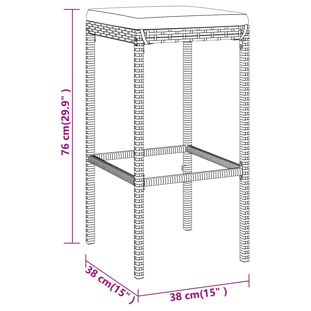 5-delige Tuinbarset met kussens poly rattan grijs Tuinsets | Creëer jouw Trendy Thuis | Gratis bezorgd & Retour | Trendy.nl