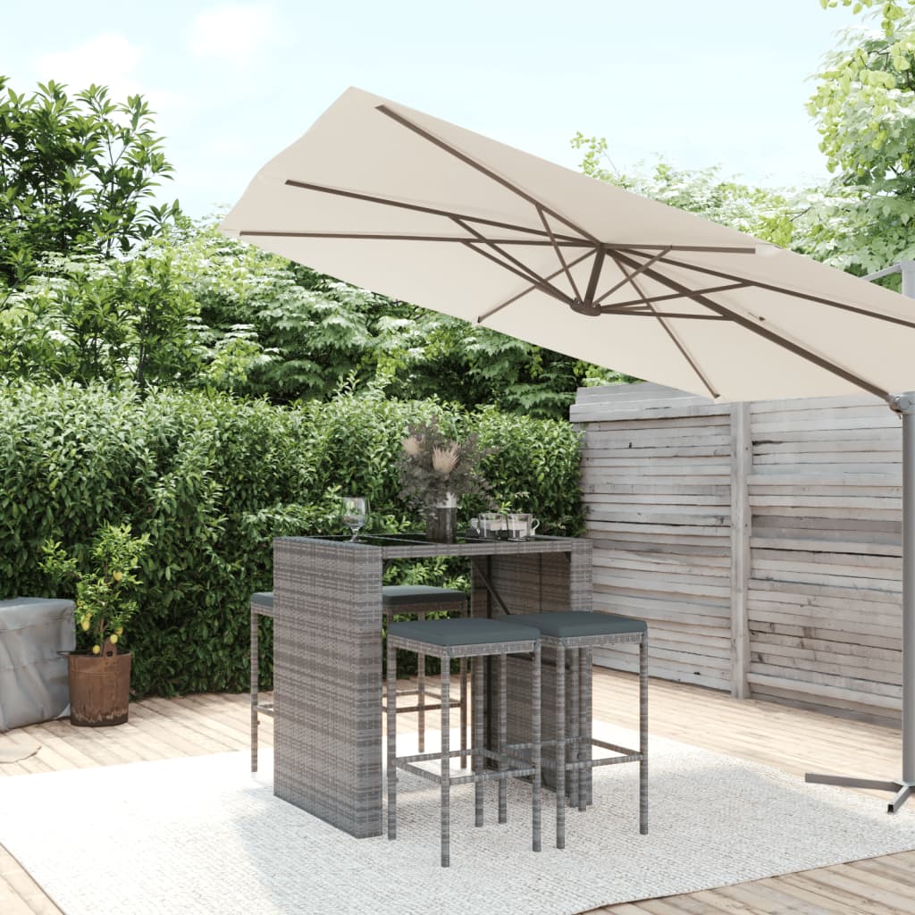 5-delige Tuinbarset met kussens poly rattan grijs Tuinsets | Creëer jouw Trendy Thuis | Gratis bezorgd & Retour | Trendy.nl