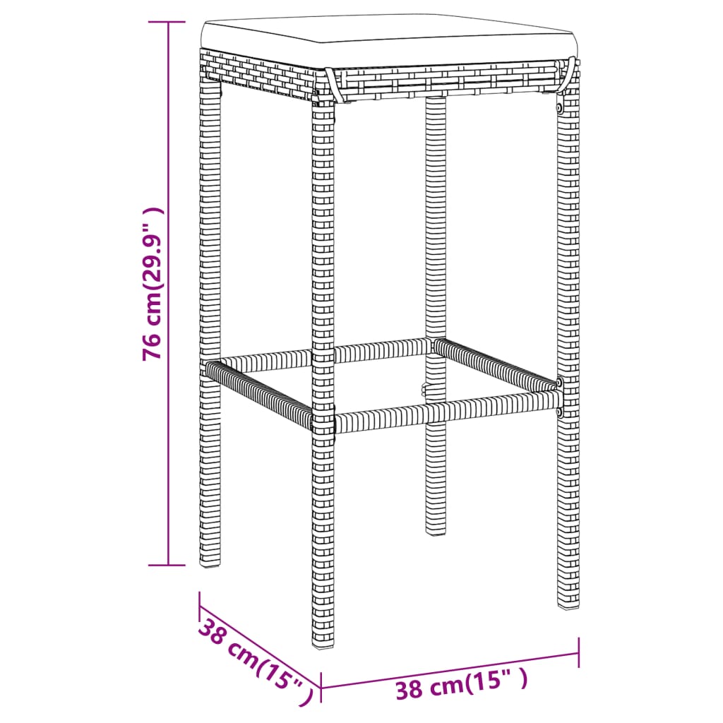 7-delige Tuinbarset met kussens poly rattan grijs Tuinsets | Creëer jouw Trendy Thuis | Gratis bezorgd & Retour | Trendy.nl