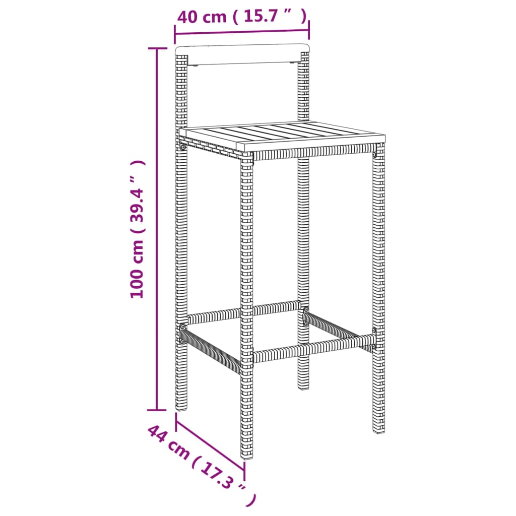 5-delige Tuinbarset poly rattan en massief acaciahout zwart Tuinsets | Creëer jouw Trendy Thuis | Gratis bezorgd & Retour | Trendy.nl