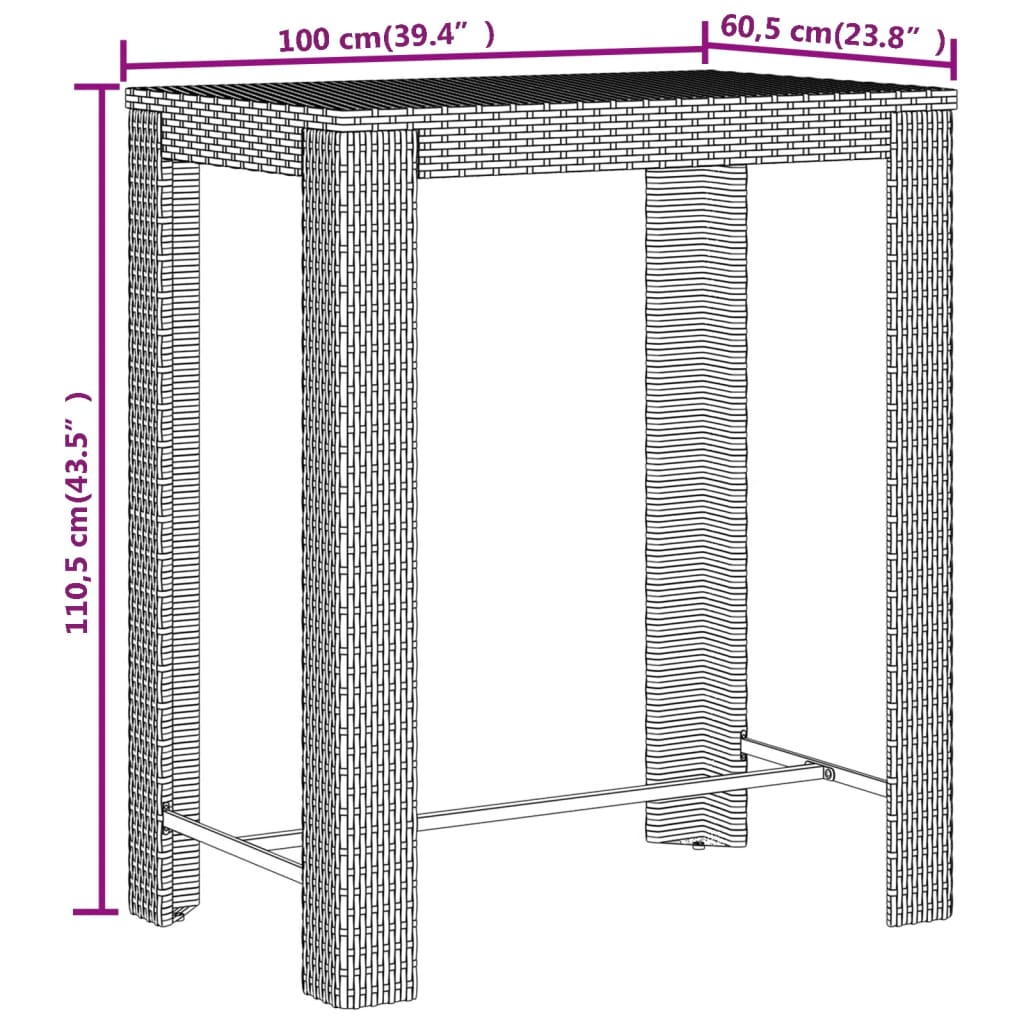 5-delige Tuinbarset poly rattan en massief acaciahout zwart Tuinsets | Creëer jouw Trendy Thuis | Gratis bezorgd & Retour | Trendy.nl