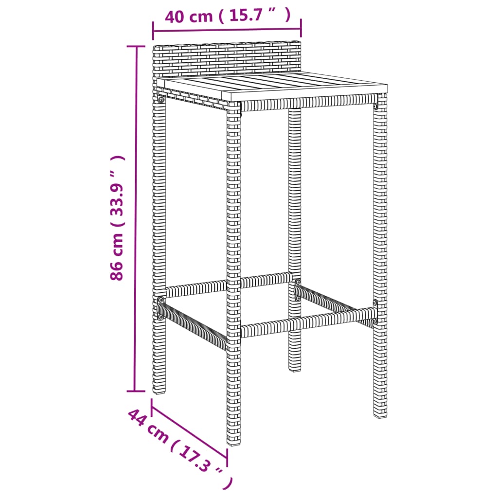 5-delige Tuinbarset poly rattan en massief acaciahout grijs Tuinsets | Creëer jouw Trendy Thuis | Gratis bezorgd & Retour | Trendy.nl