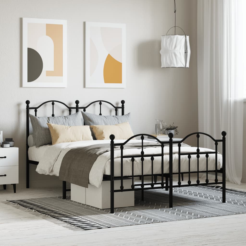 Bedframe met hoofd- en voeteneinde metaal zwart 120x190 cm Bedden & bedframes | Creëer jouw Trendy Thuis | Gratis bezorgd & Retour | Trendy.nl