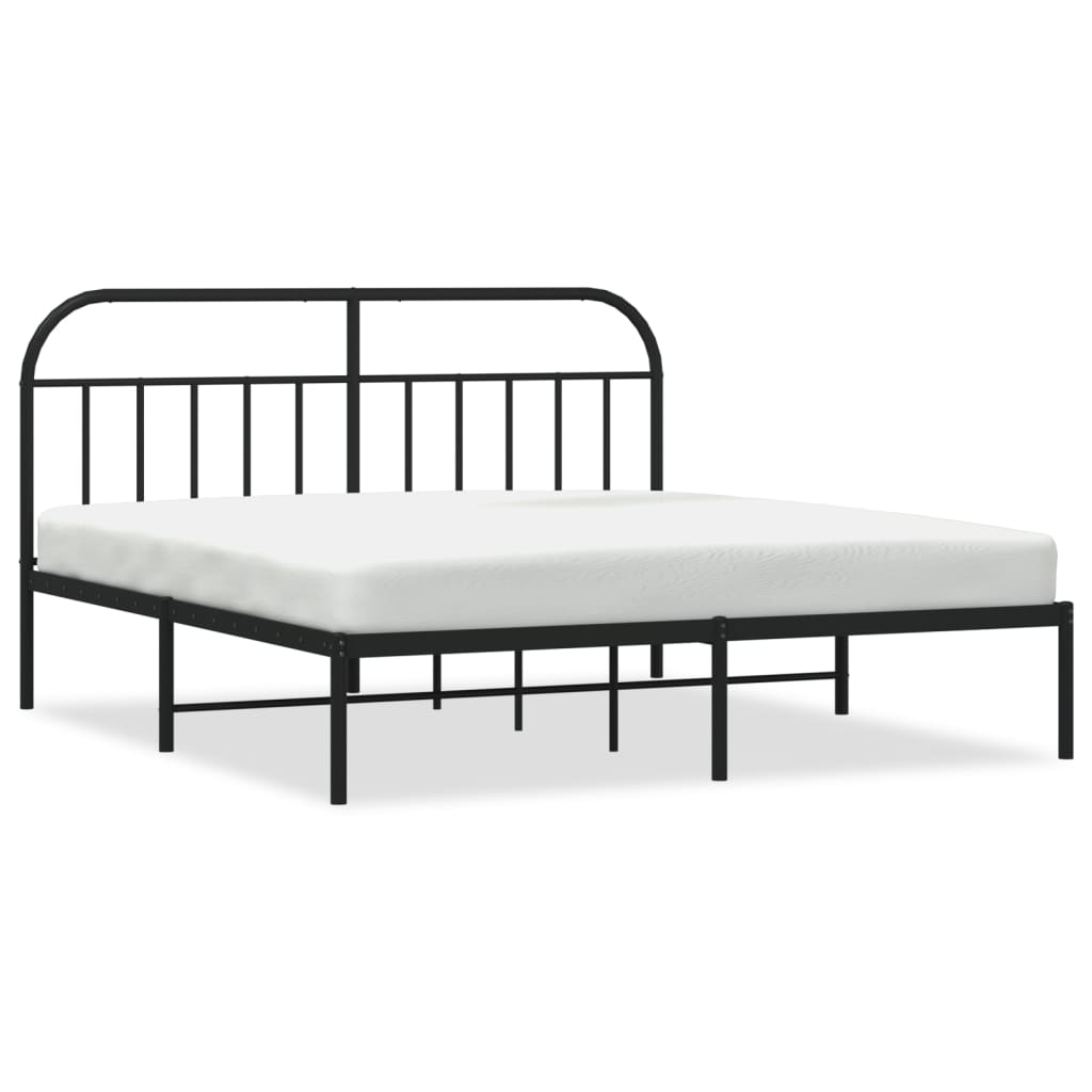 Bedframe met hoofdbord metaal zwart 160x200 cm Bedden & bedframes | Creëer jouw Trendy Thuis | Gratis bezorgd & Retour | Trendy.nl