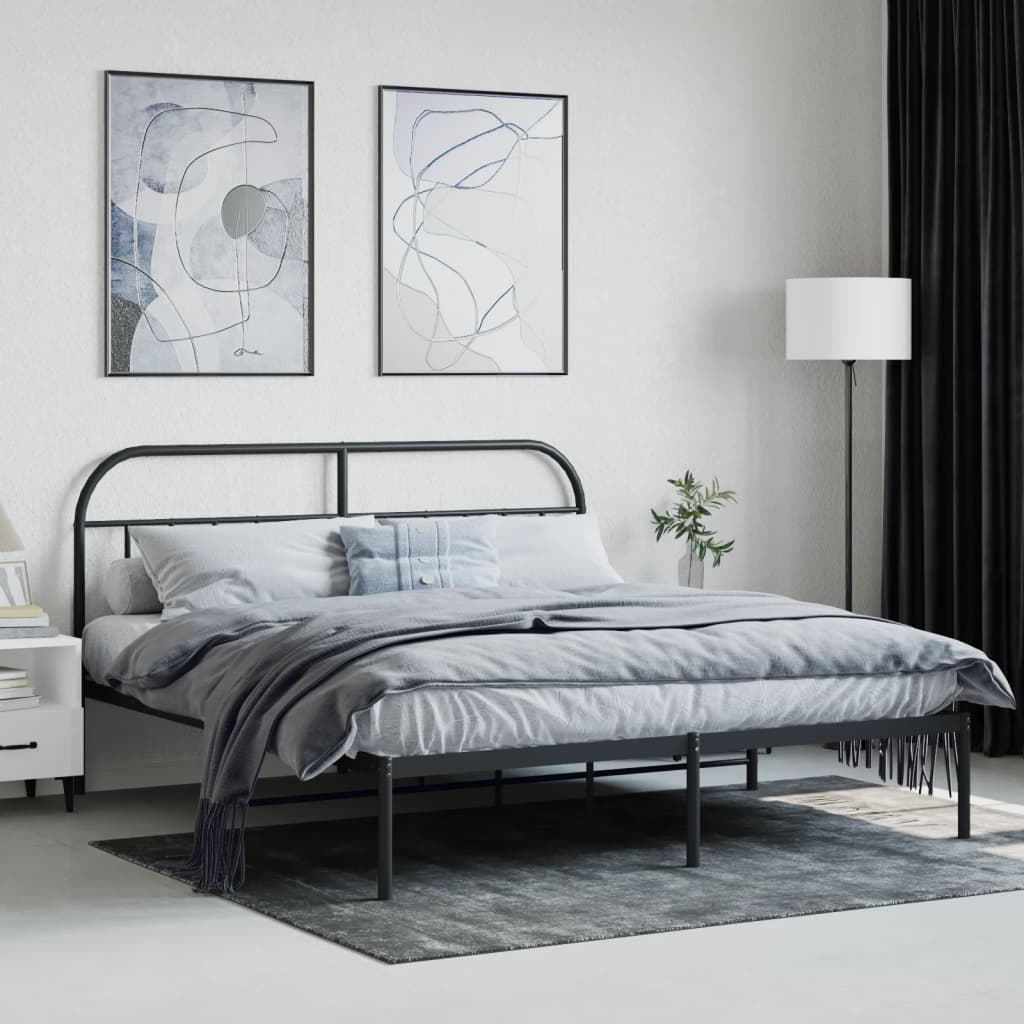 Bedframe met hoofdbord metaal zwart 160x200 cm Bedden & bedframes | Creëer jouw Trendy Thuis | Gratis bezorgd & Retour | Trendy.nl