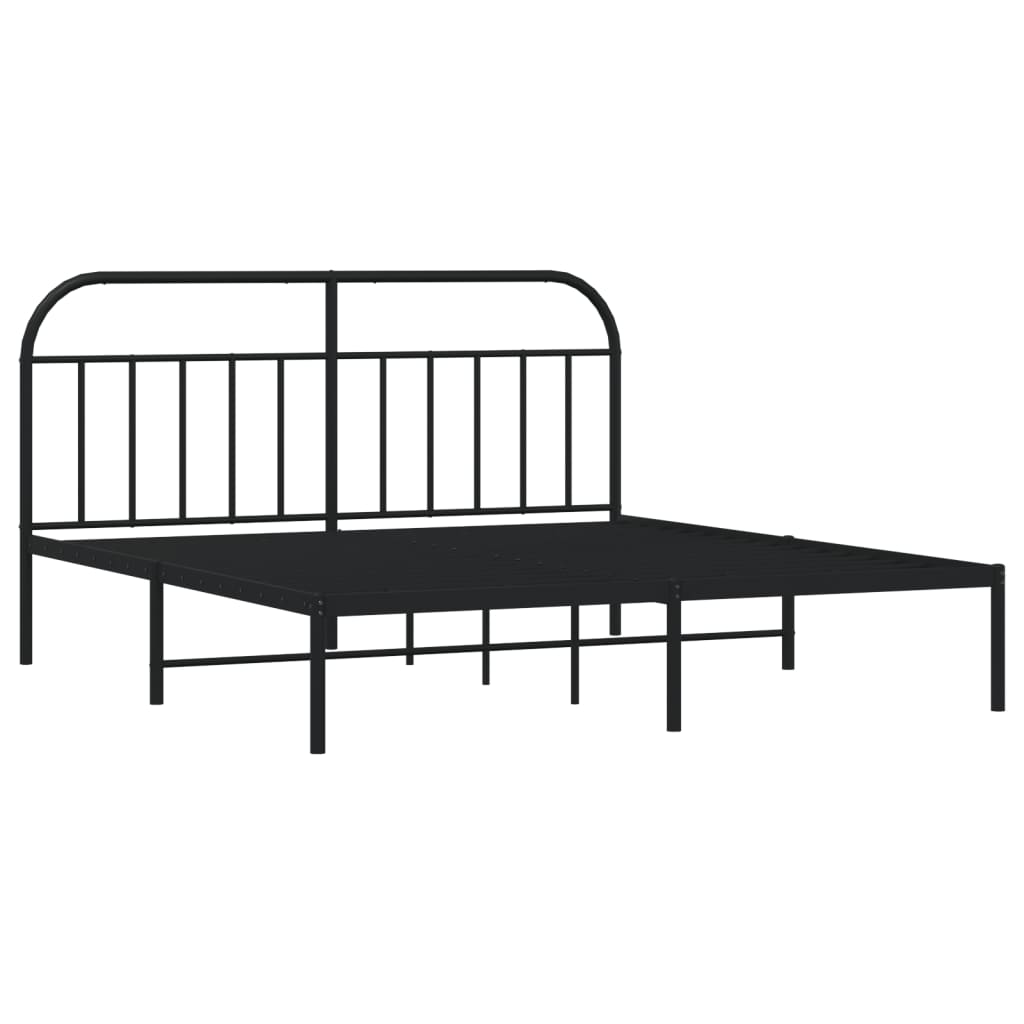 Bedframe met hoofdbord metaal zwart 160x200 cm Bedden & bedframes | Creëer jouw Trendy Thuis | Gratis bezorgd & Retour | Trendy.nl