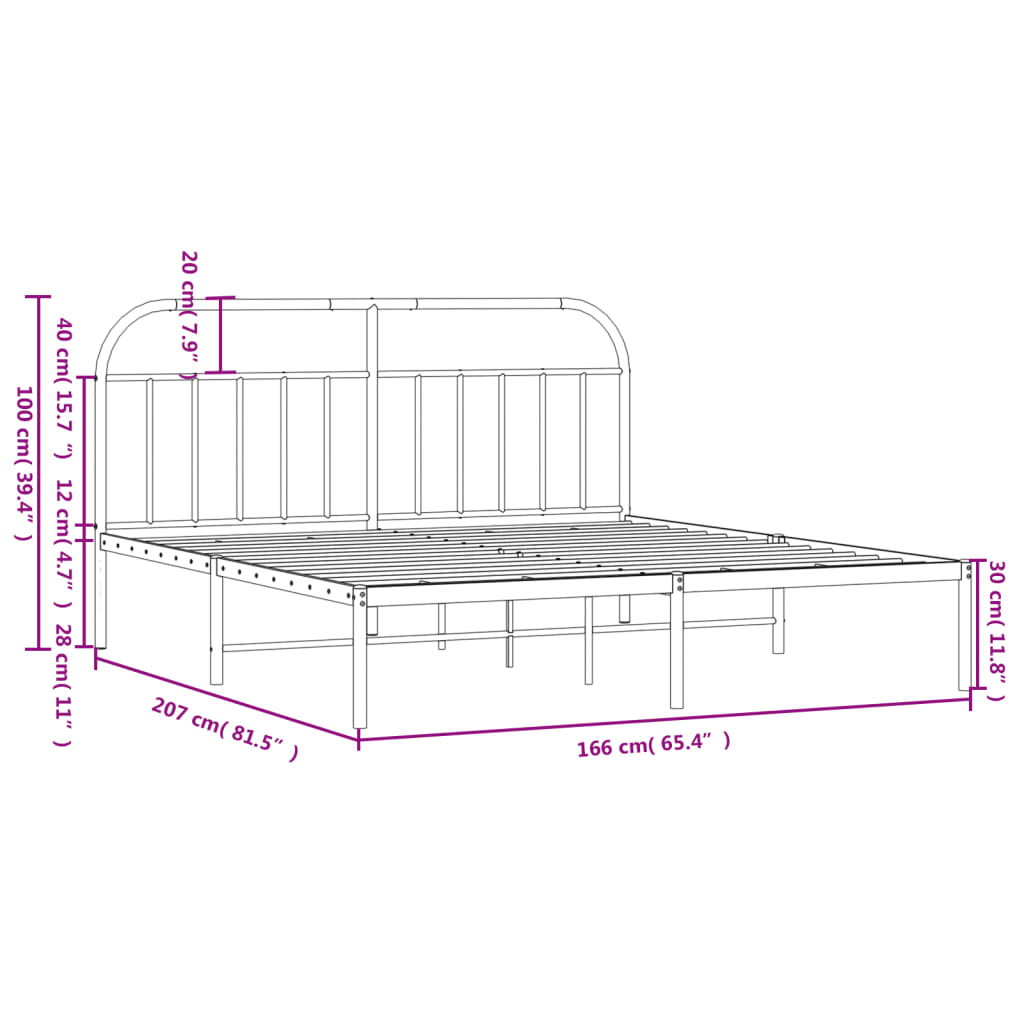 Bedframe met hoofdbord metaal zwart 160x200 cm Bedden & bedframes | Creëer jouw Trendy Thuis | Gratis bezorgd & Retour | Trendy.nl