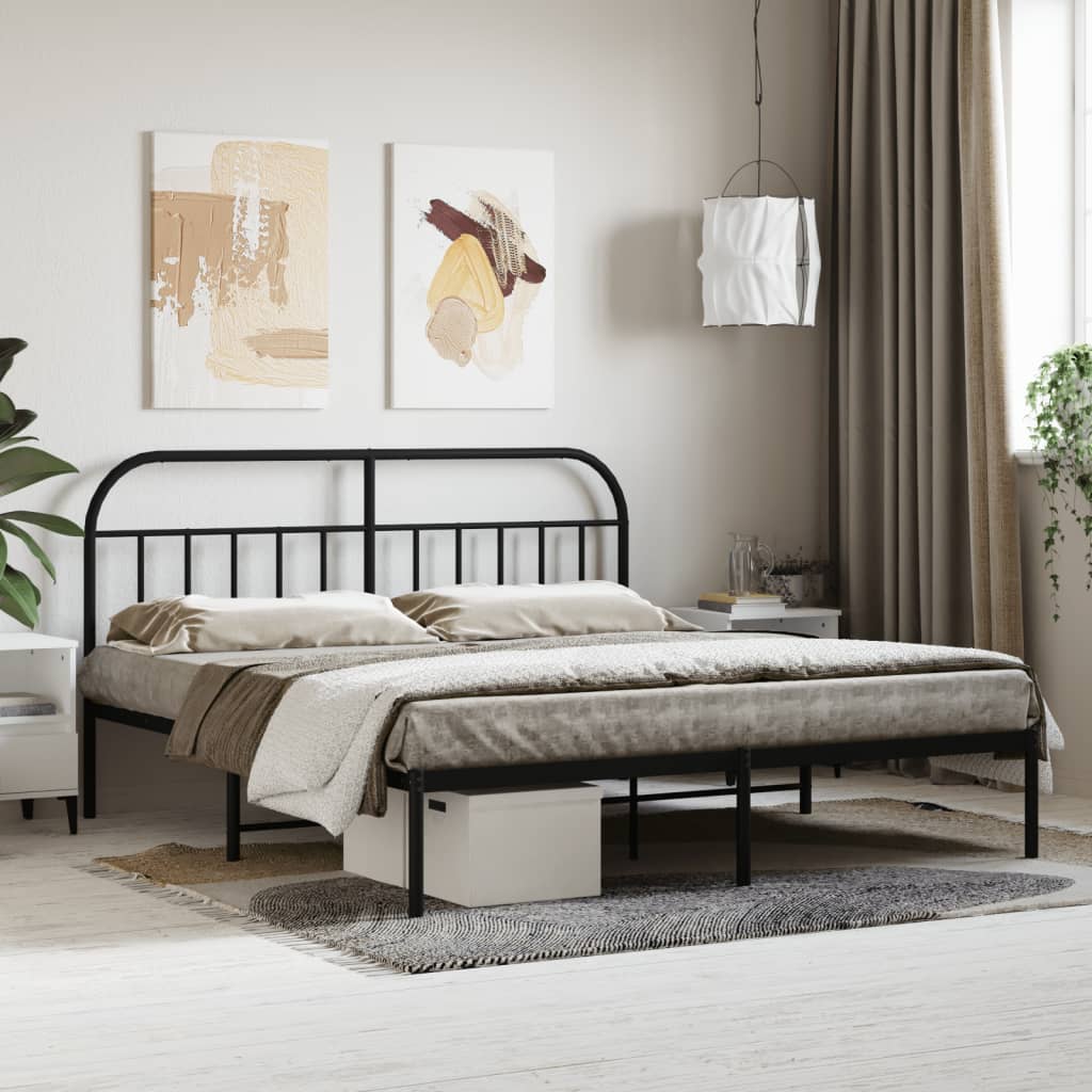 Bedframe met hoofdbord metaal zwart 160x200 cm Bedden & bedframes | Creëer jouw Trendy Thuis | Gratis bezorgd & Retour | Trendy.nl